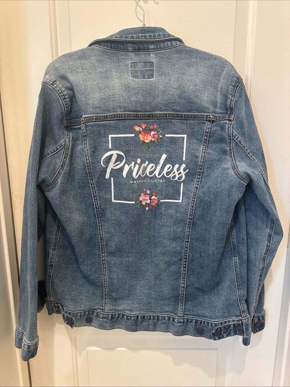 For King & Country Priceless Floral Backprint Blue Denim Jacket